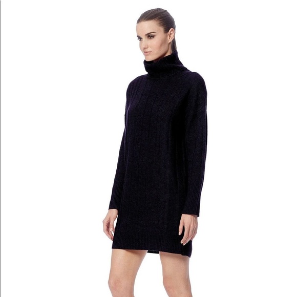 360 Cashmere Dresses & Skirts - 360 Cashmere Daniela Turtleneck Ribbed Black Sweater Dress XS NEW
